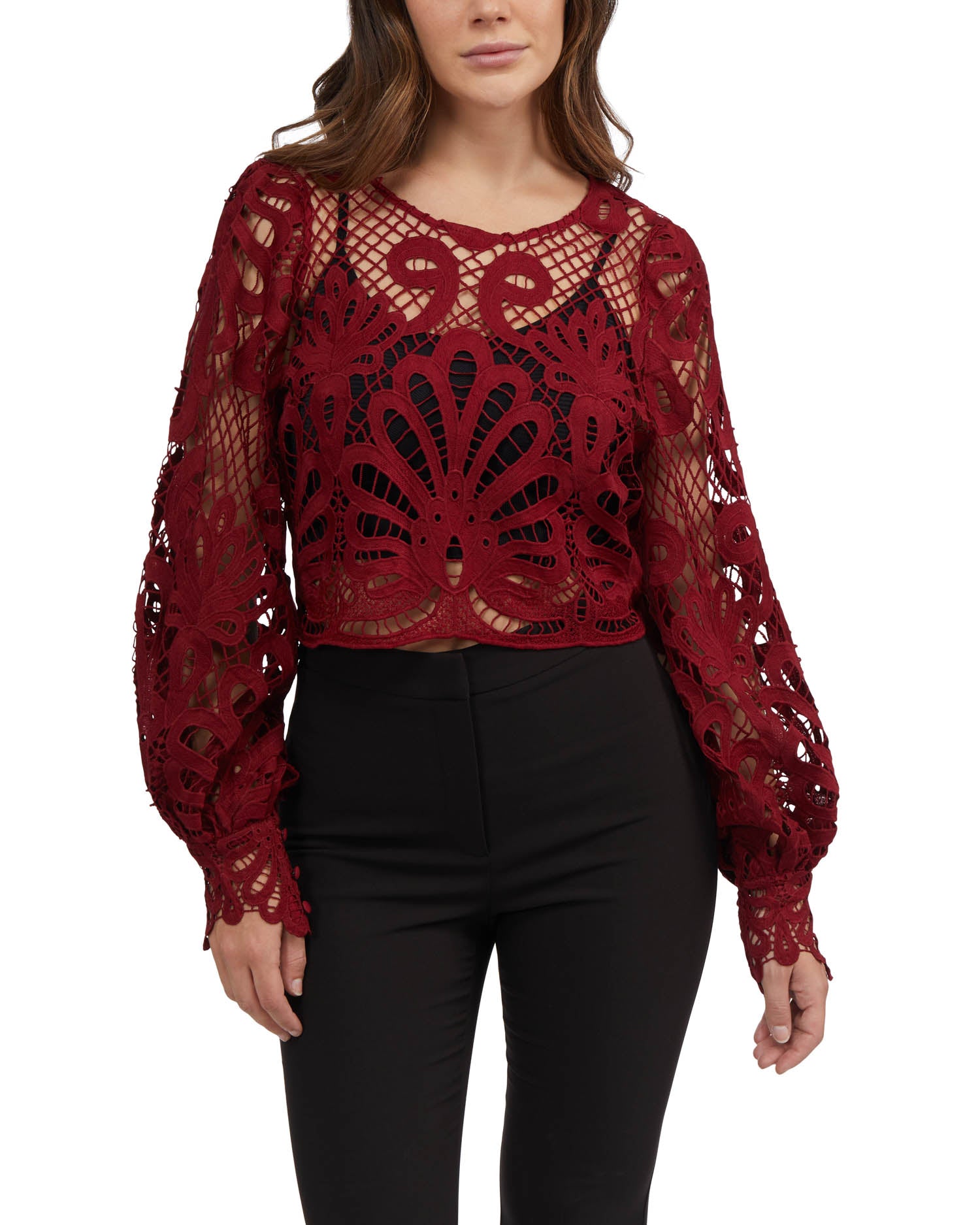 

Блуза женская Bebe Placement Lace, цвет bloodstone