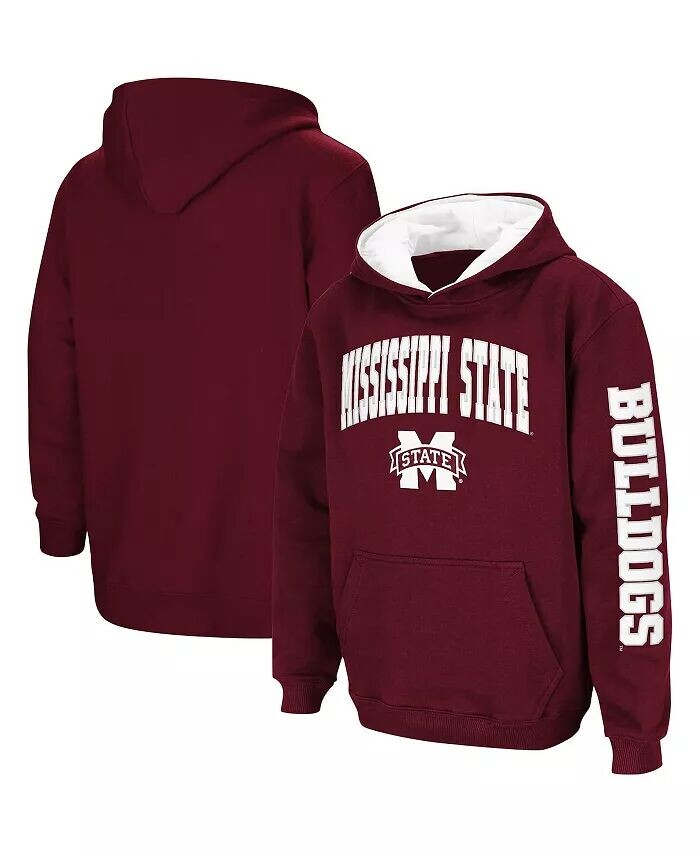 

Пуловер с капюшоном Big Boys Maroon Mississippi State Bulldogs 2-Hit Team Colosseum, красный
