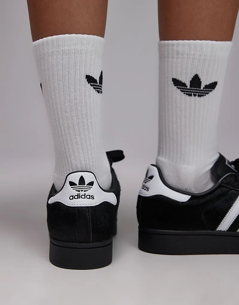 Кроссовки Adidas Originals Superstar II с ворсом пони в черно-белом цвете — фото 3