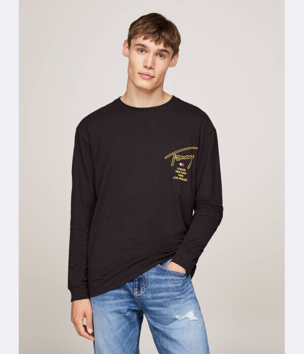 

Лонгслив Tommy Jeans Regular Fit, черный