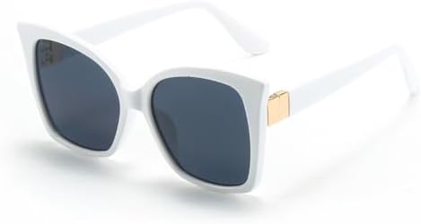 

Солнцезащитные очки в квадратной оправе «кошачий глаз», персонализированные очки в оправе «кошачий глаз», универсальные солнцезащитные очки для женщин для уличной фотосессии MTZJH, White