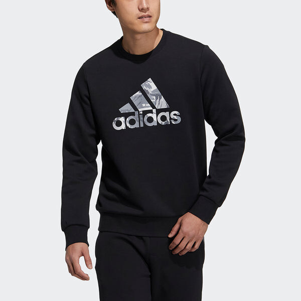 Толстовка Men's adidas Camouflage Printing Logo Round Neck Sports Long Sleeves Black, черный — фото 2