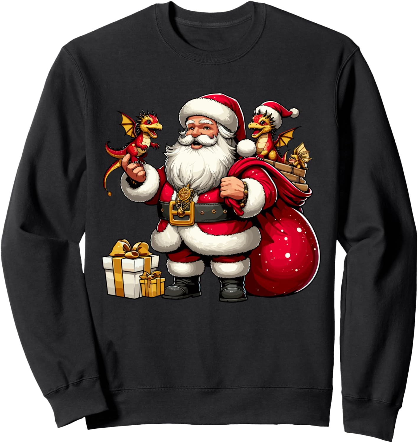 

Толстовка, Американскую толстовку с изображением Санта-Клауса и дракона в подарок на Рождество Christmas Dragon Present Xmas Store, черный