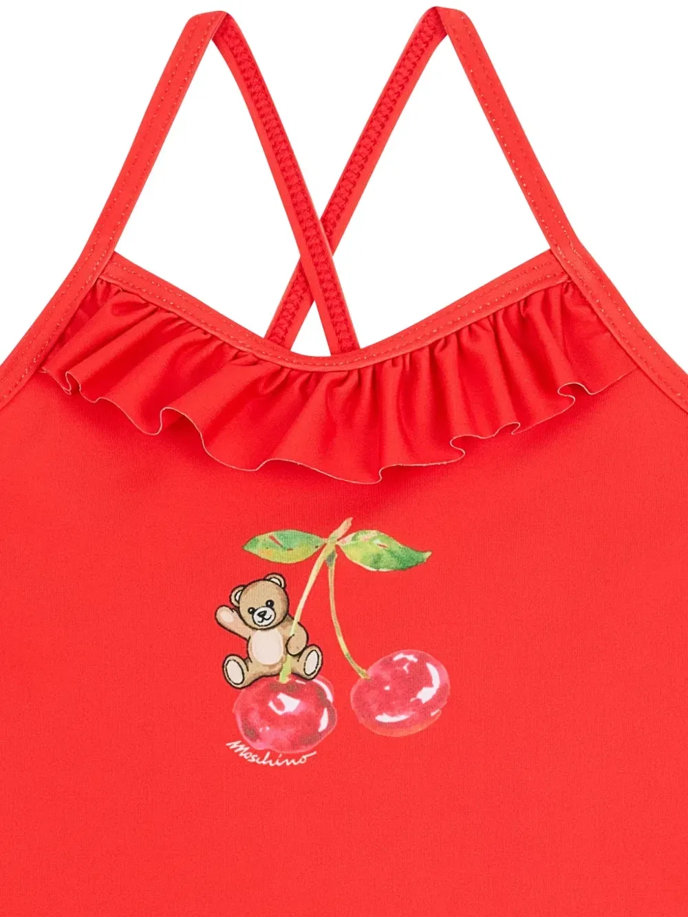 Купальник с оборками и принтом Moschino Kids, красный — фото 3