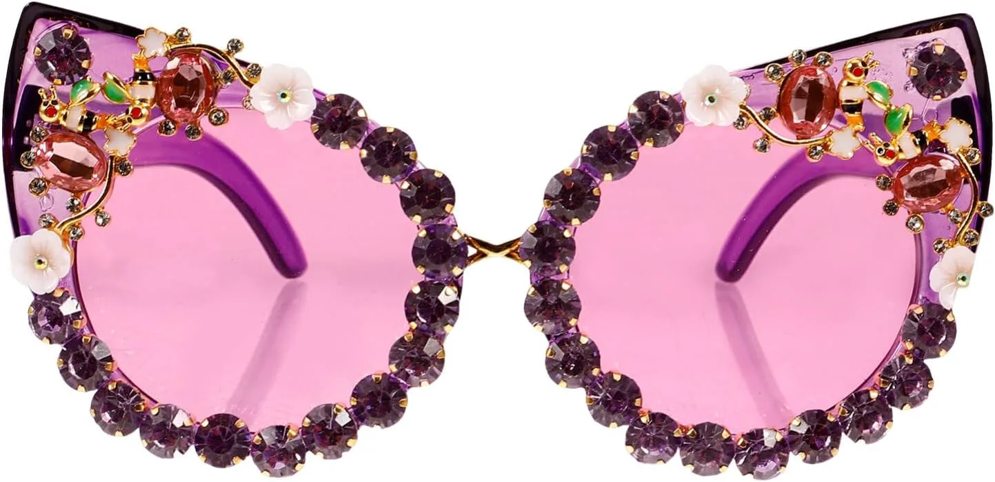 

Солнцезащитные очки OATIPHO, винтажные, «кошачий глаз», с искусственными бриллиантами, градиент Purple. Защита от УФ, для вечеринок, фотосессий и отдыха