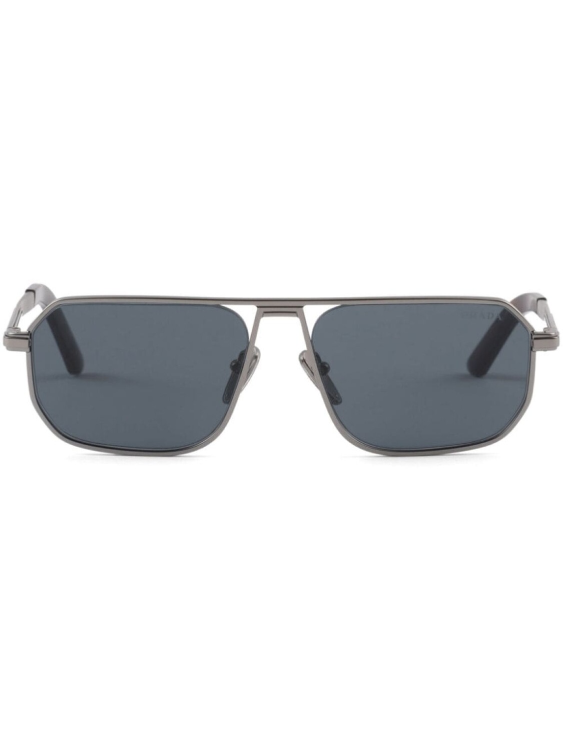 

Prada Eyewear солнцезащитные очки в геометрической оправе с гравировкой логотипа, серебристый