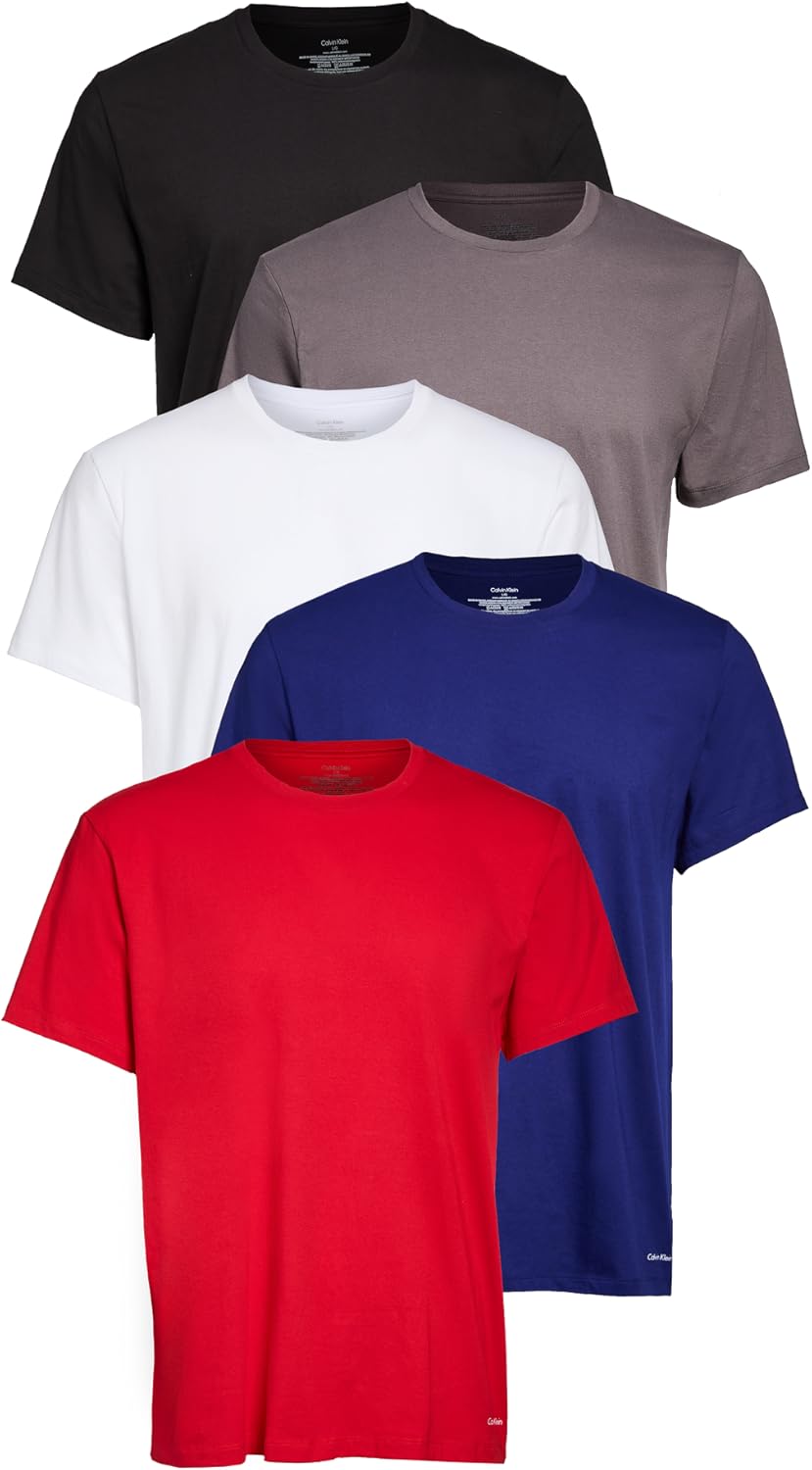 

Мужские классические хлопковые кофты Calvin Klein с коротким рукавом и круглым вырезом, упаковка 5 шт., Rustic Red/Black/Boulevard Grey/White/Bayou Blue, Белый, Мужские классические хлопковые кофты Calvin Klein с коротким рукавом и круглым вырезом, упаков
