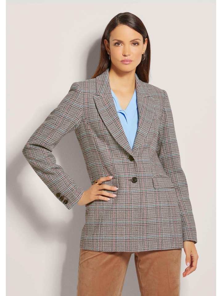 

MADELEINE Длинный шерстяной блейзер коньячно-синего цвета