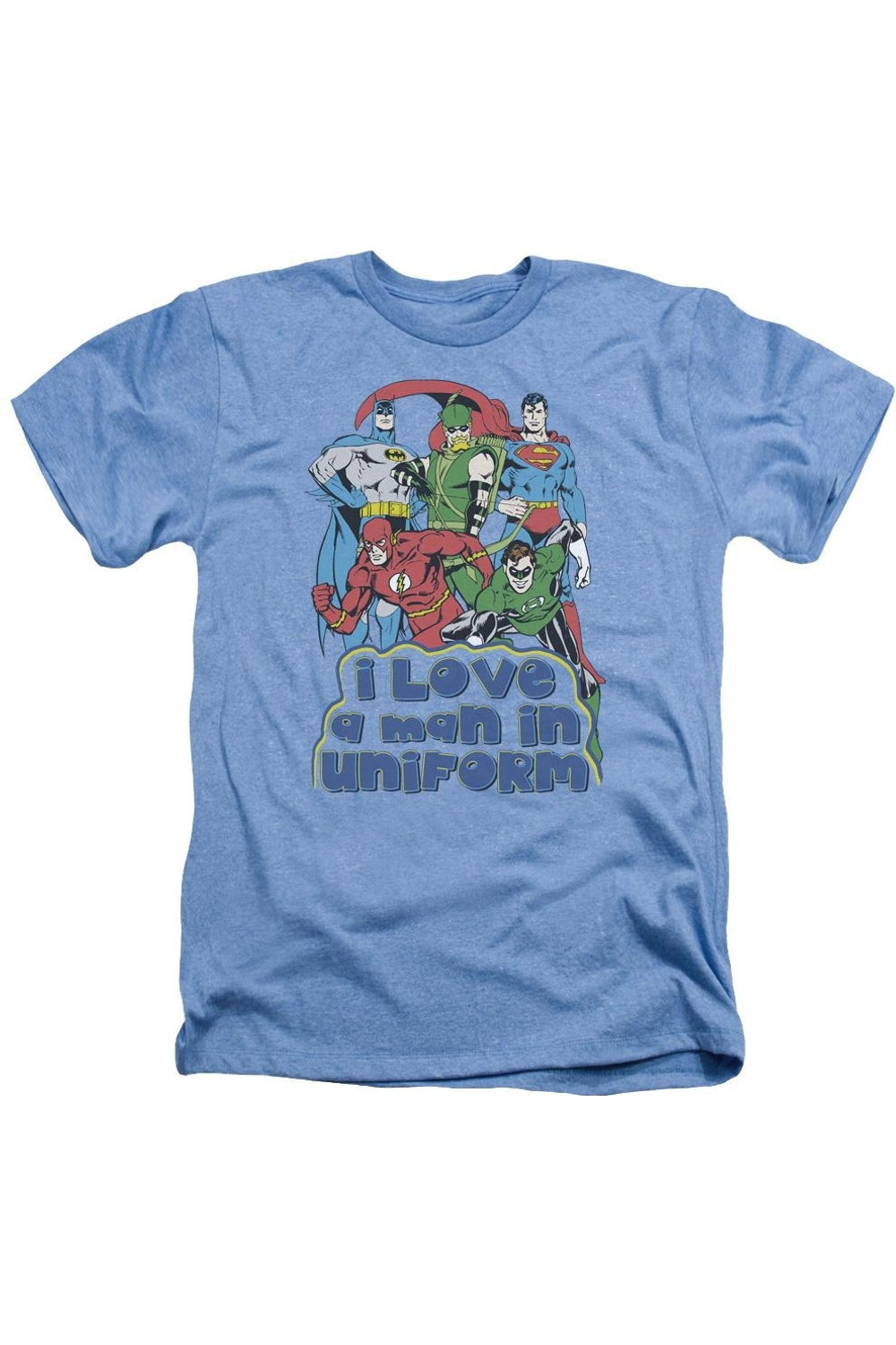 

DC Comics I Love A Man In Uniform Adult Heather Tee / Футболка Gildan, светло-голубой