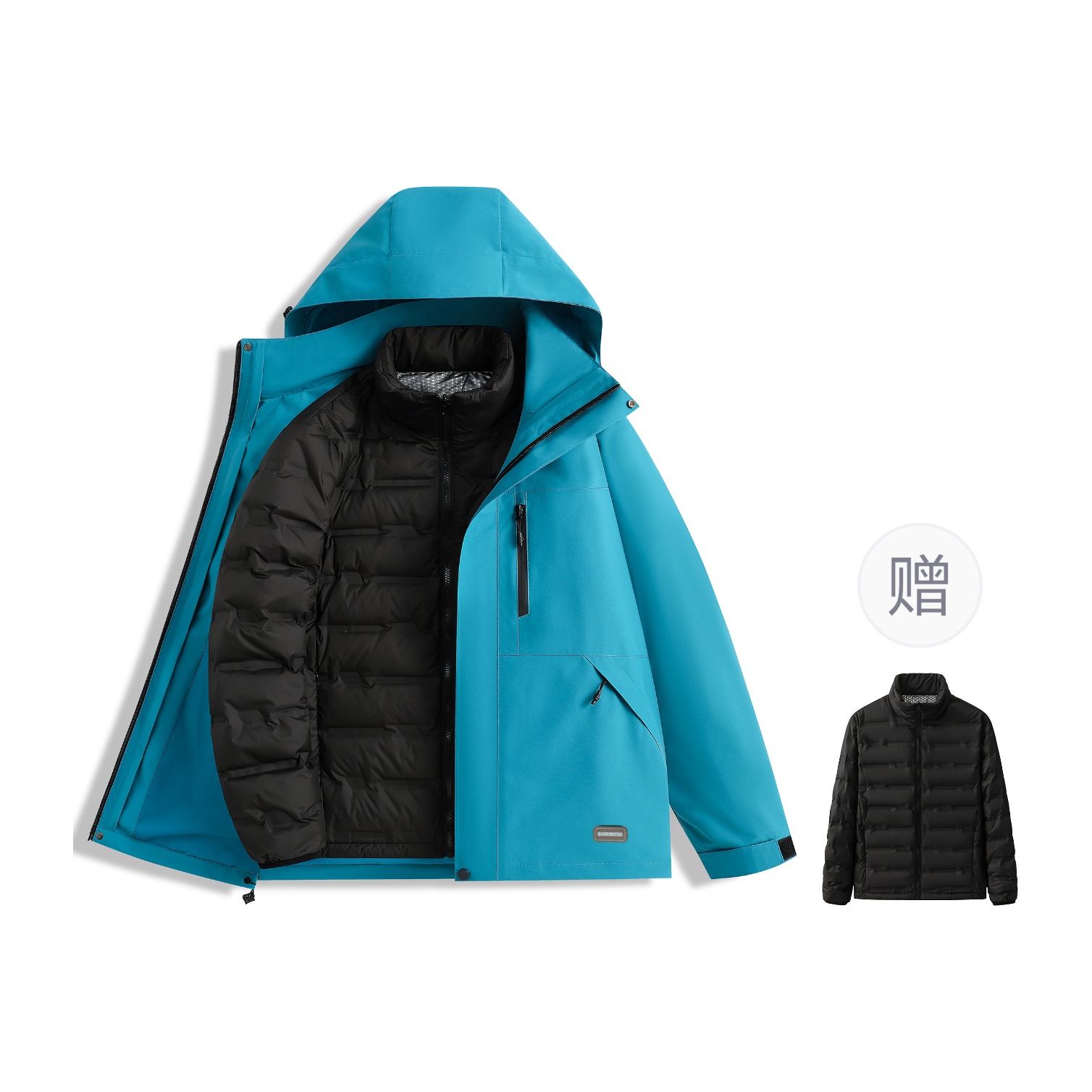 

Пуховик Unisex с капюшоном и флисовой подкладкой WARRIOR, pine синий[comes with 90 fleece liner+badge]