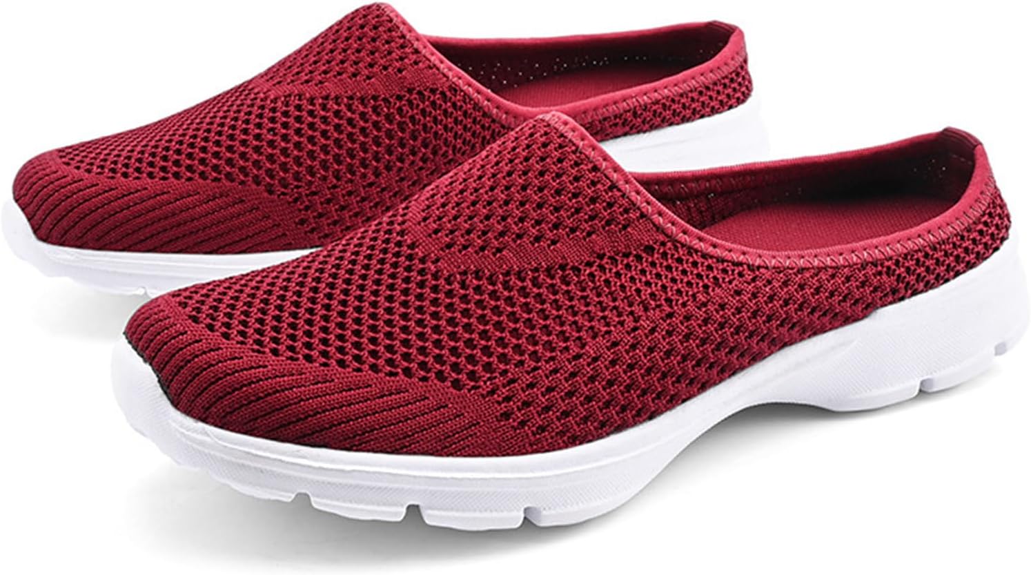 

Женские летние кроссовки на шнуровке без задника, слипоны-мюли, дышащие тапочки с закрытым носком, удобные обувь для ходьбы Nkgra, красный