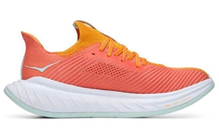 Кроссовки женские Carbon X3 с низким верхом Laser Yellow/Camellia Orange Hoka One One — фото 2