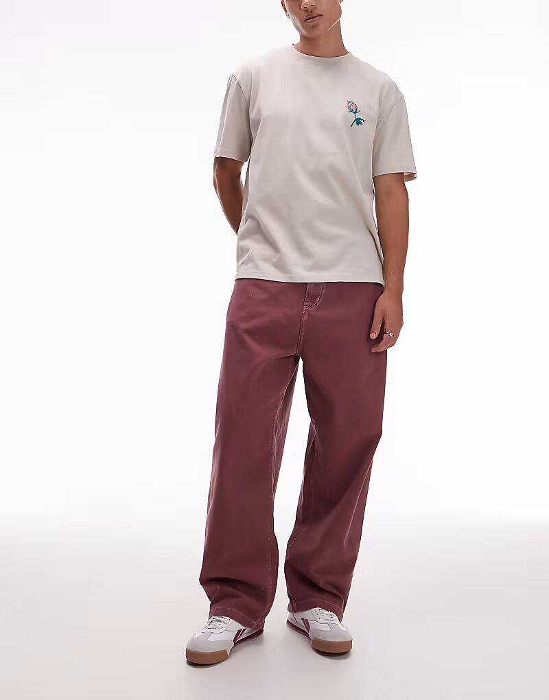 

Свободные брюки Carhartt WIP Brandon в темно-розовом цвете