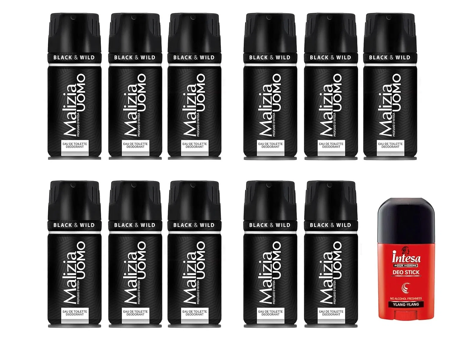 Дезодорант-туалетная вода Malizia Uomo Black & Wild 11 x 150 мл Dambiro