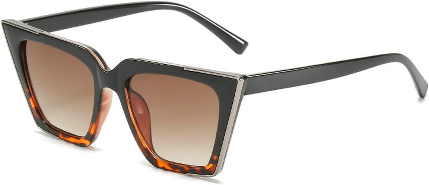 

Солнцезащитные очки COTIA/«Кошачий глаз» для женщин с градиентным переходом цвета, ретро-металлический декор, мужские солнцезащитные очки большого размера, Black Leopard