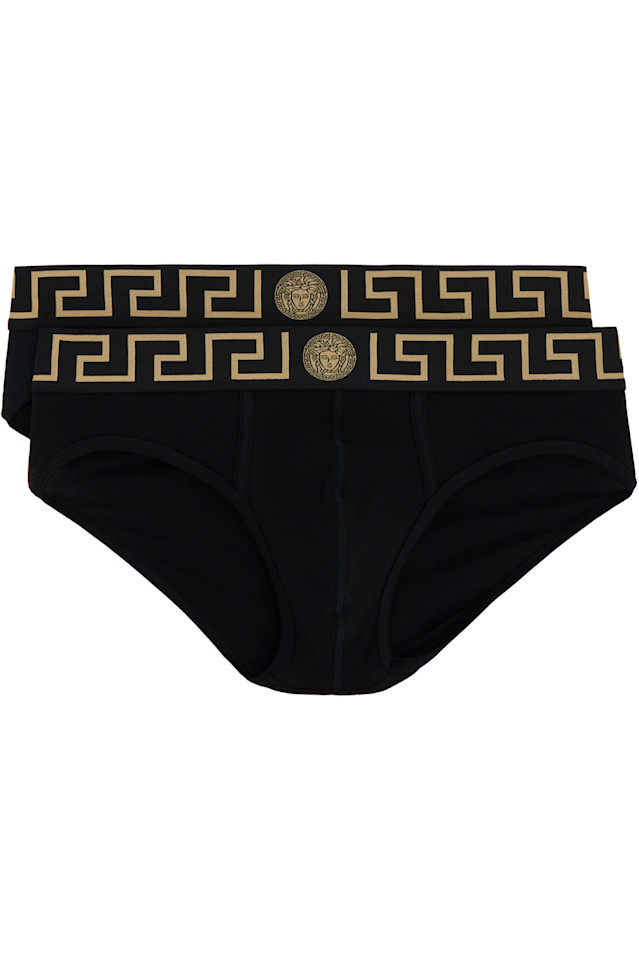 

Два черных плавка с греческим бордюром Greca Versace Underwear, черный