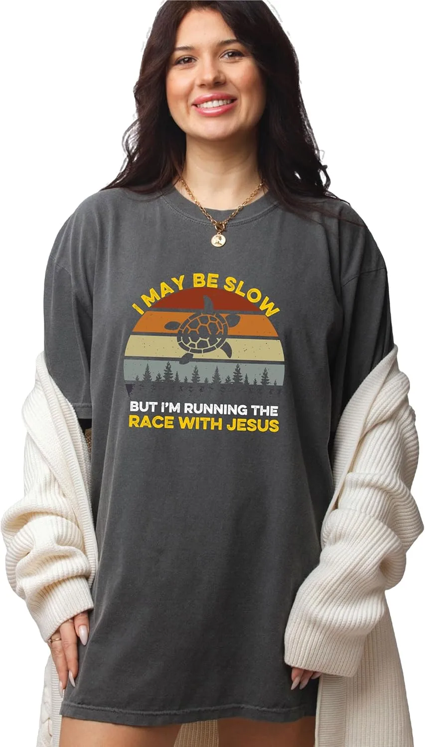 Футболка Christian I May Be Slow, but I’m Running The Race with Jesus — фото 2