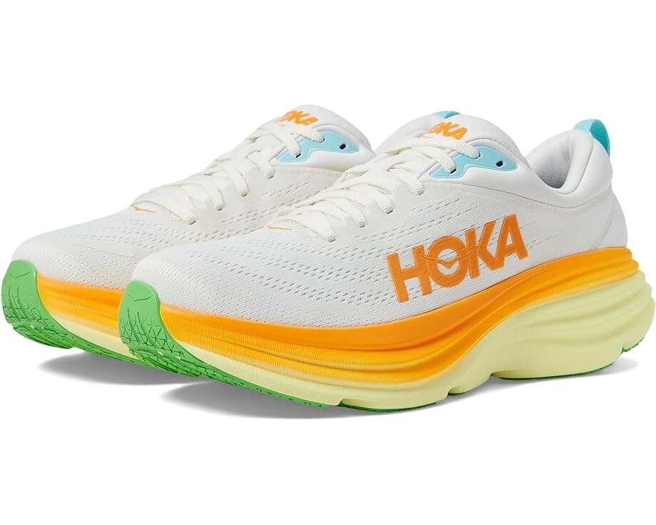 

Кроссовки Hoka Bondi 8, цвет Blanc De Blanc/Solar Flare