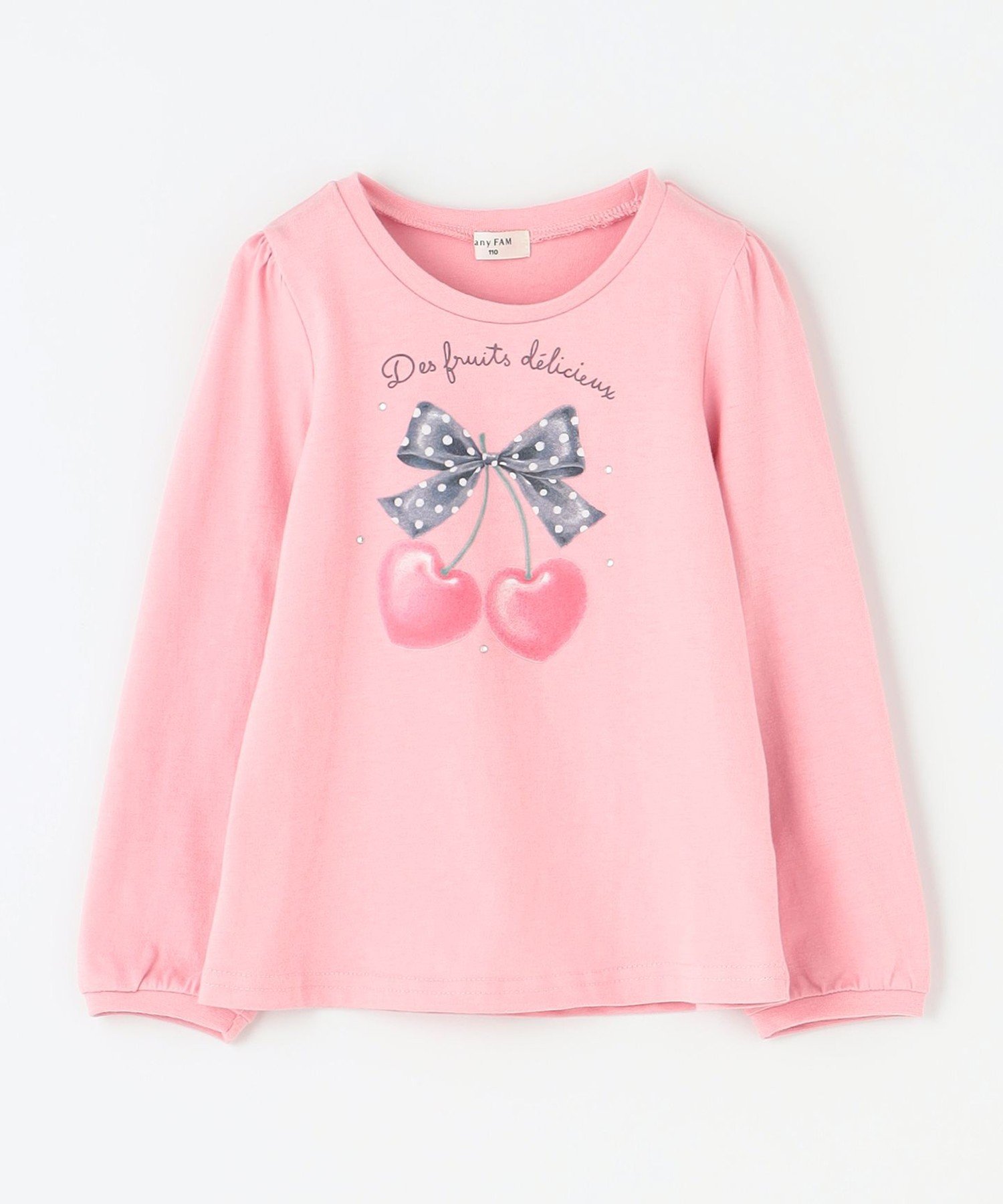 Футболка с длинными рукавами в девичьем стиле ANY KIDS, Pink (Ribbon x Cherry [012] — фото 3