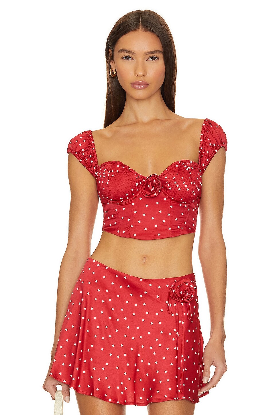 

Топ For Love & Lemons Eleanor Crop, красный