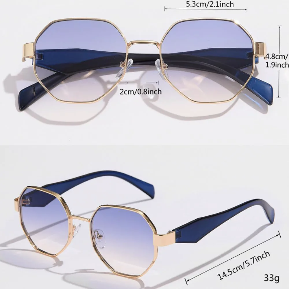 

Солнцезащитные очки Polygon Metal Sunglasses Women Vintage Frames для женщин, роскошные панк-очки, очки для вождения, защита от ультрафиолета UV400 TYUVIVO, Brown