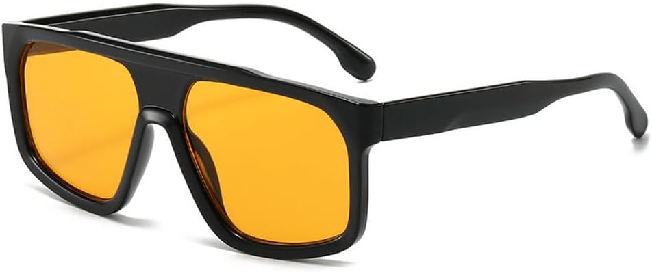 

Классические цельные солнцезащитные очки для мужчин, с плоской верхней частью, для женщин, в большой оправе, черные, с защитой от УФ-излучения UV400 TKKTLLT, Black-yellow