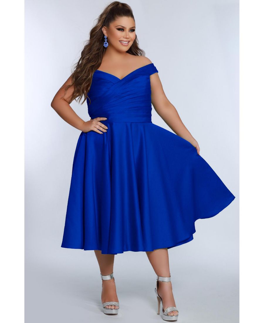 

Женское вечернее платье больших размеров с открытыми плечами и плиссировкой Celebrations by Sydney's Closet, Sapphire