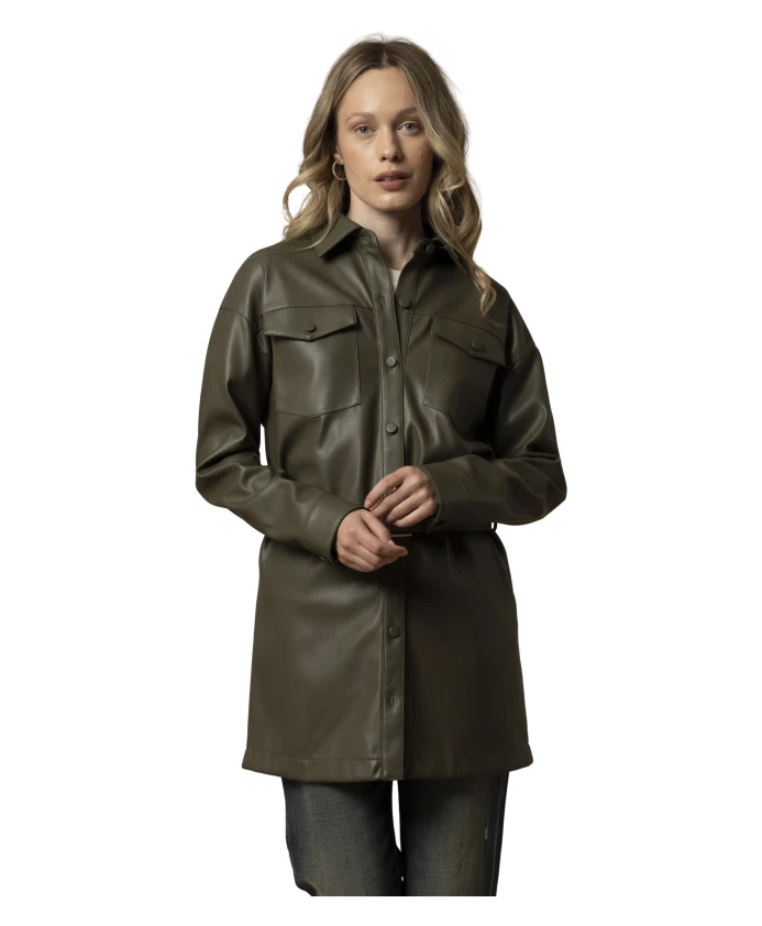 

Стильная длинная кожаная куртка Kocca, зеленый