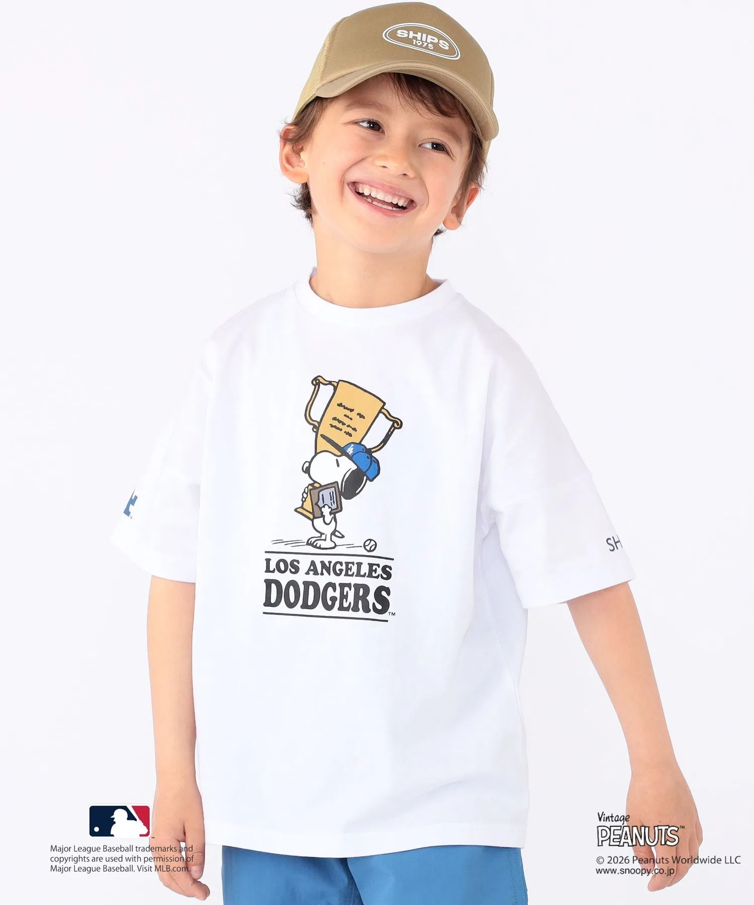 Детская футболка SHIPS KIDS PEANUTS×MLB с принтом
