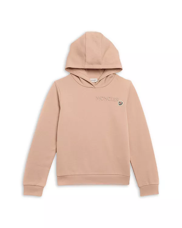 

Детская толстовка с вышитым логотипом для девочек (подростковая). Moncler, розовый