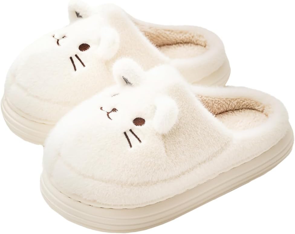 

Seemehappy Мягкие пушистые тапочки для дома Уютные домашние тапочки Нескользящие тапочки для женщин и мужчин Для дома и улицы, белый