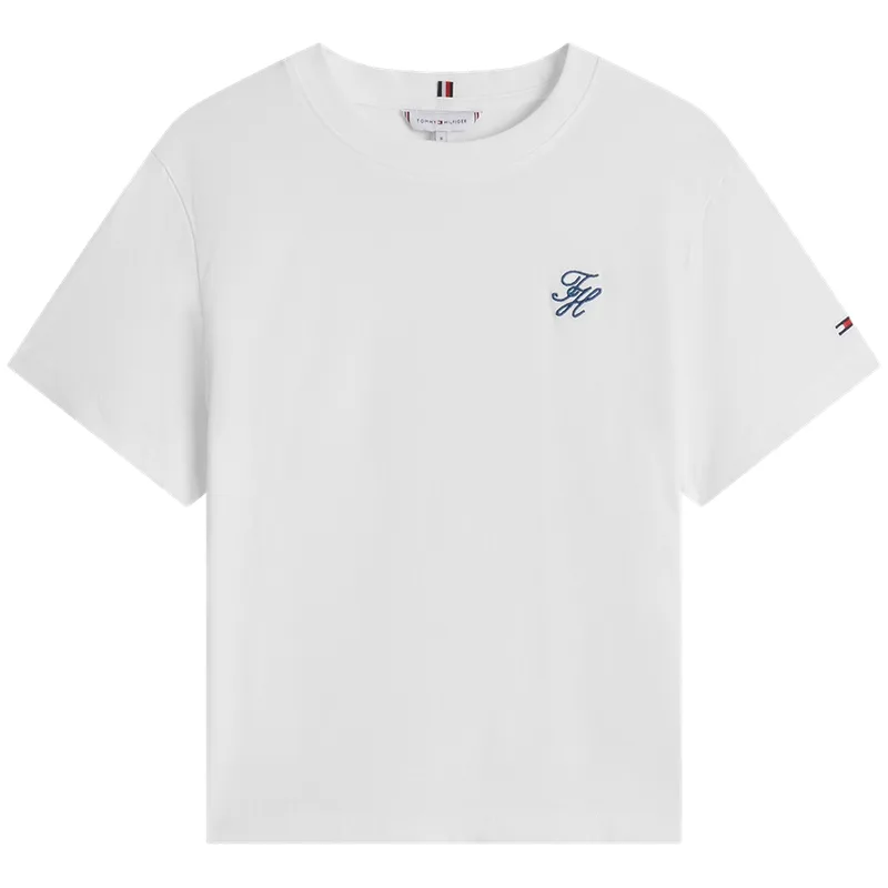 Футболка с коротким рукавом и вышивкой Tommy Hilfiger, White YBL