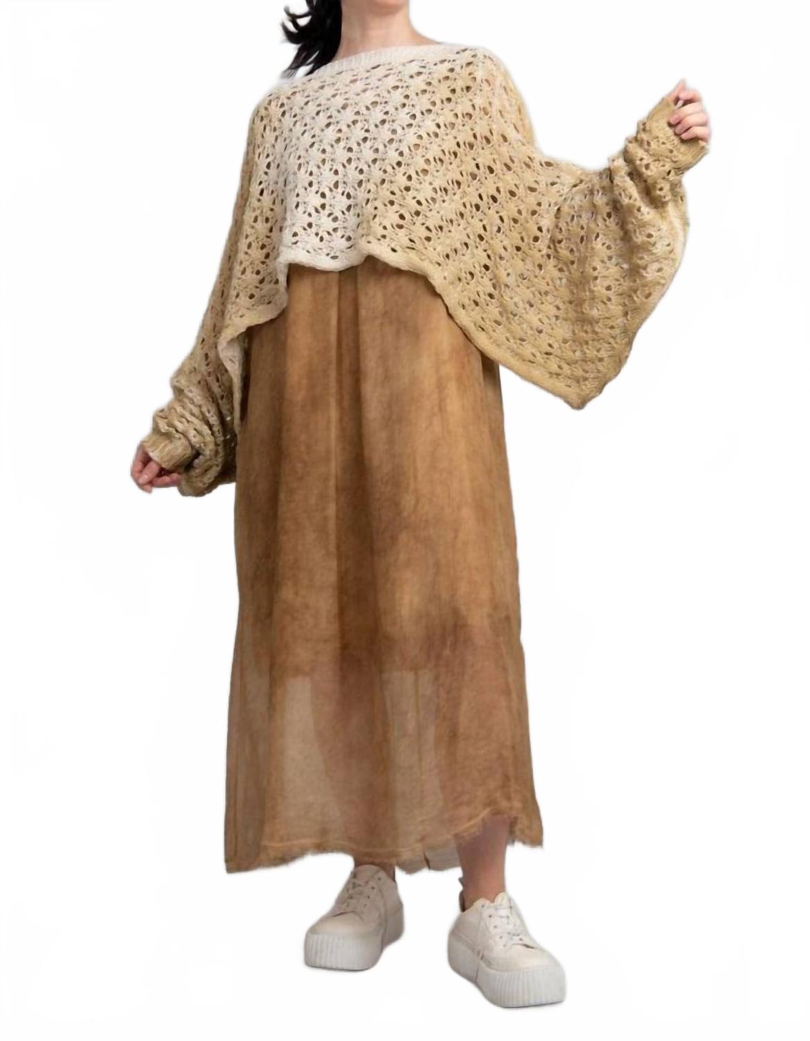 

Укороченный сетчатый свитер Maglia в песочно-золотистом цвете Sanctamuerte, sand shell/gold