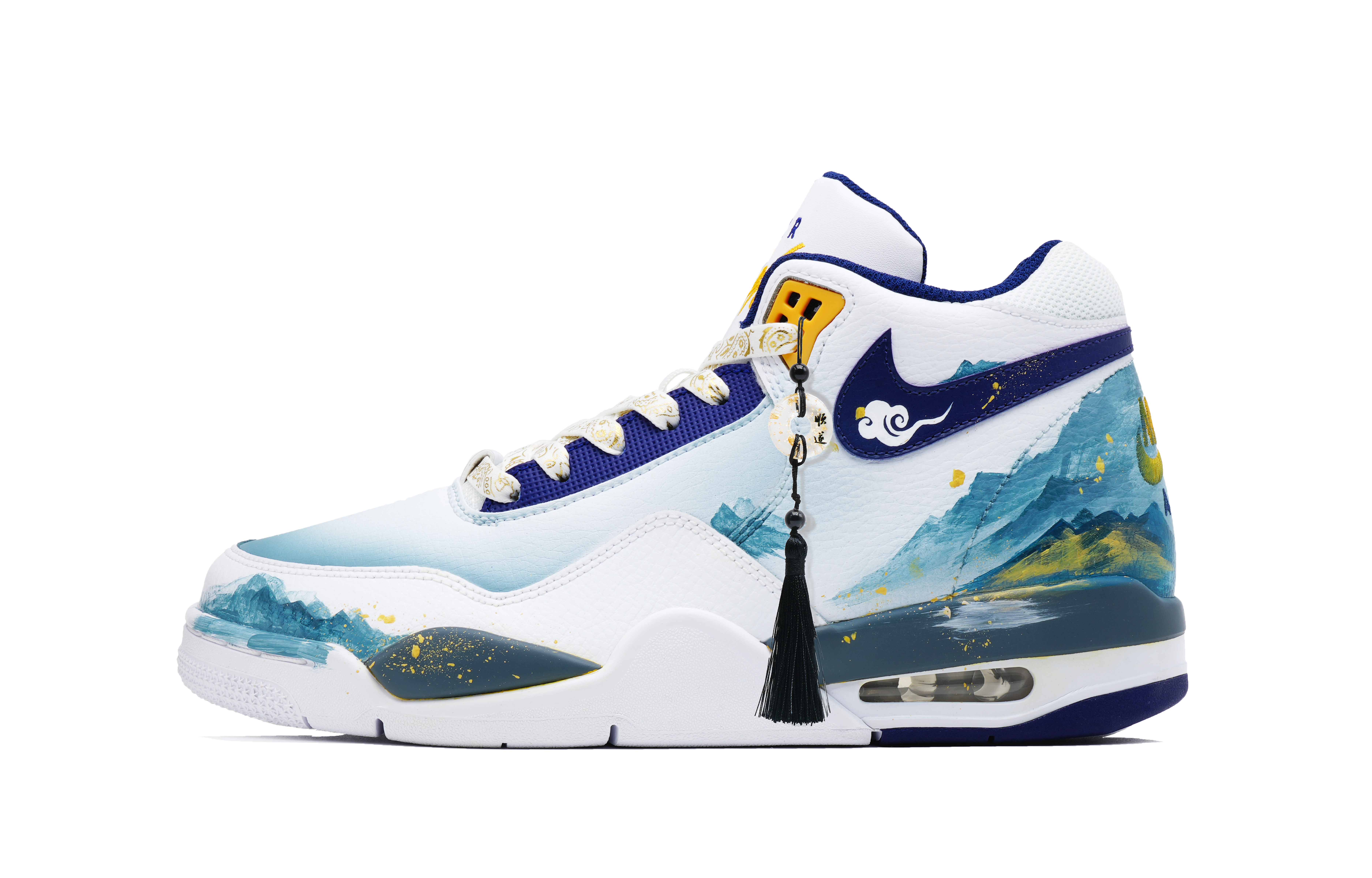 

Nike Баскетбольные кроссовки Flight Legacy Vintage, мужские, высокие, белые/синие