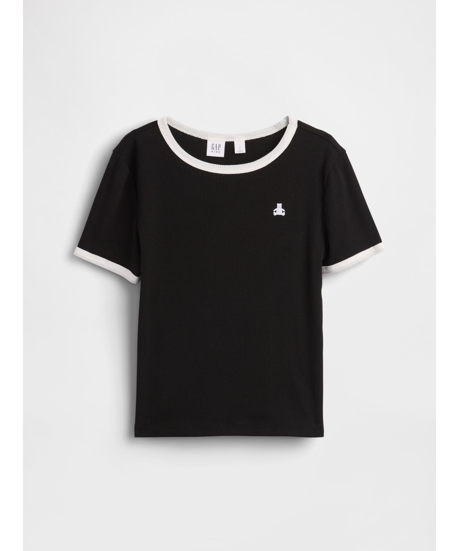 (K) Детская футболка Brannan Bear Rib Ringer GAP, BLACK_22 — фото 3