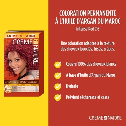 Краска для волос Exotic Shine Color Интенсивный красный 7.6, Creme Of Nature — фото 2