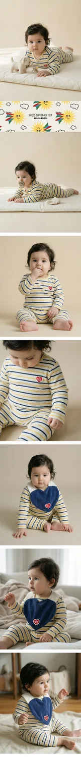 Детский комбинезон с длинными рукавами в мультиполоску Baby Heart, жёлтый, от Belita&Boys — фото 2