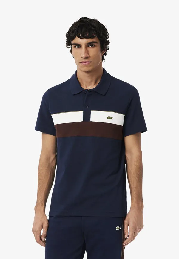 Рубашка поло Lacoste, Bleu Marine Blanc Marron Wz