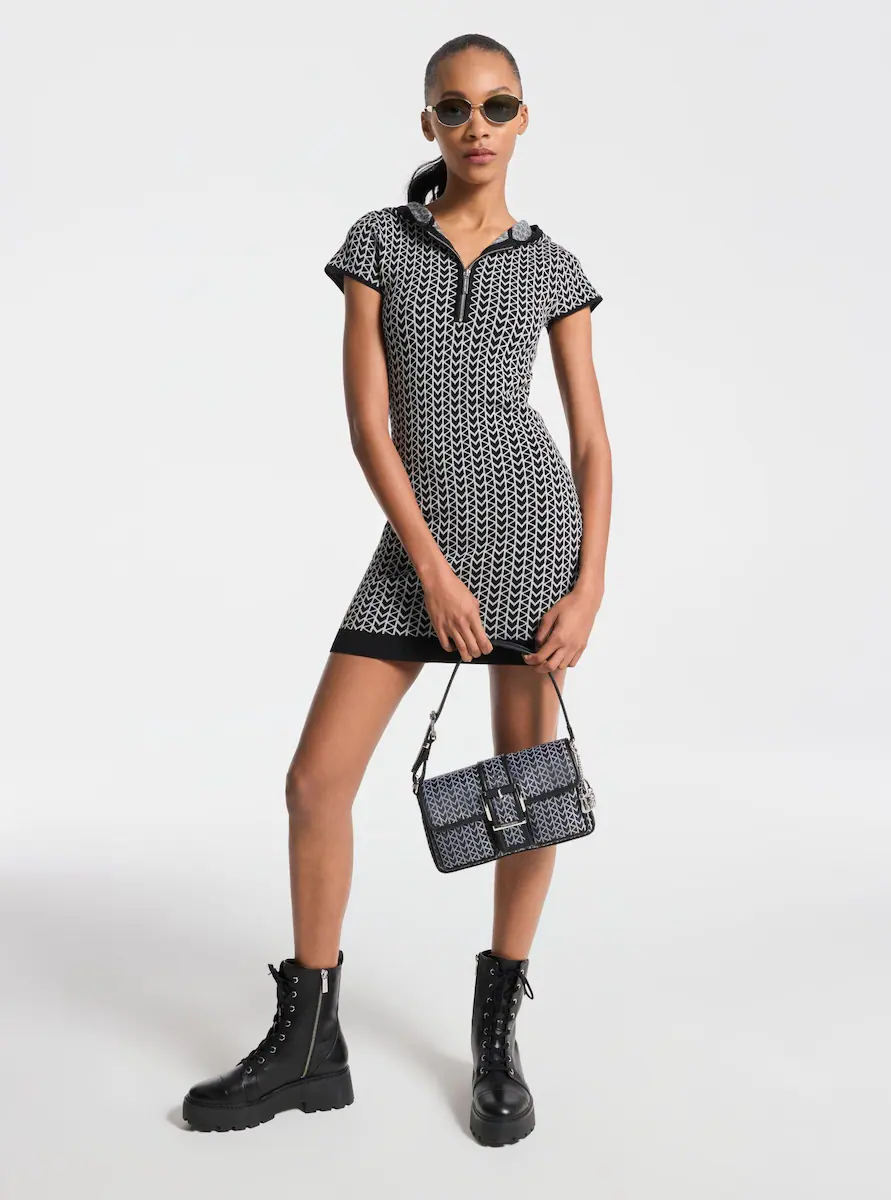 

Короткое платье с капюшоном и принтом Michael Michael Kors, черный