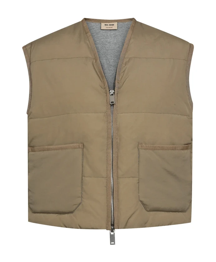 

Пуховый жилет с V-образным вырезом и карманами. Mos Mosh, зеленый