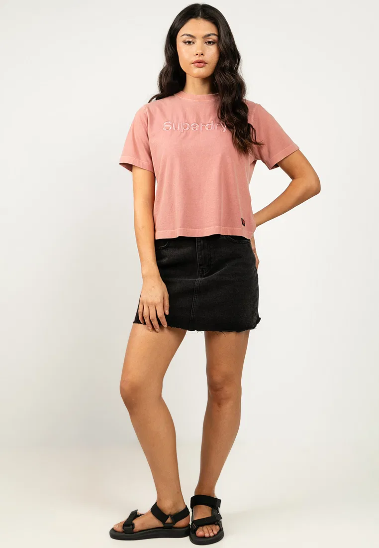 Футболка свободного кроя, с логотипом, Emb Core Logo Boxy Loose Tee Superdry — фото 4