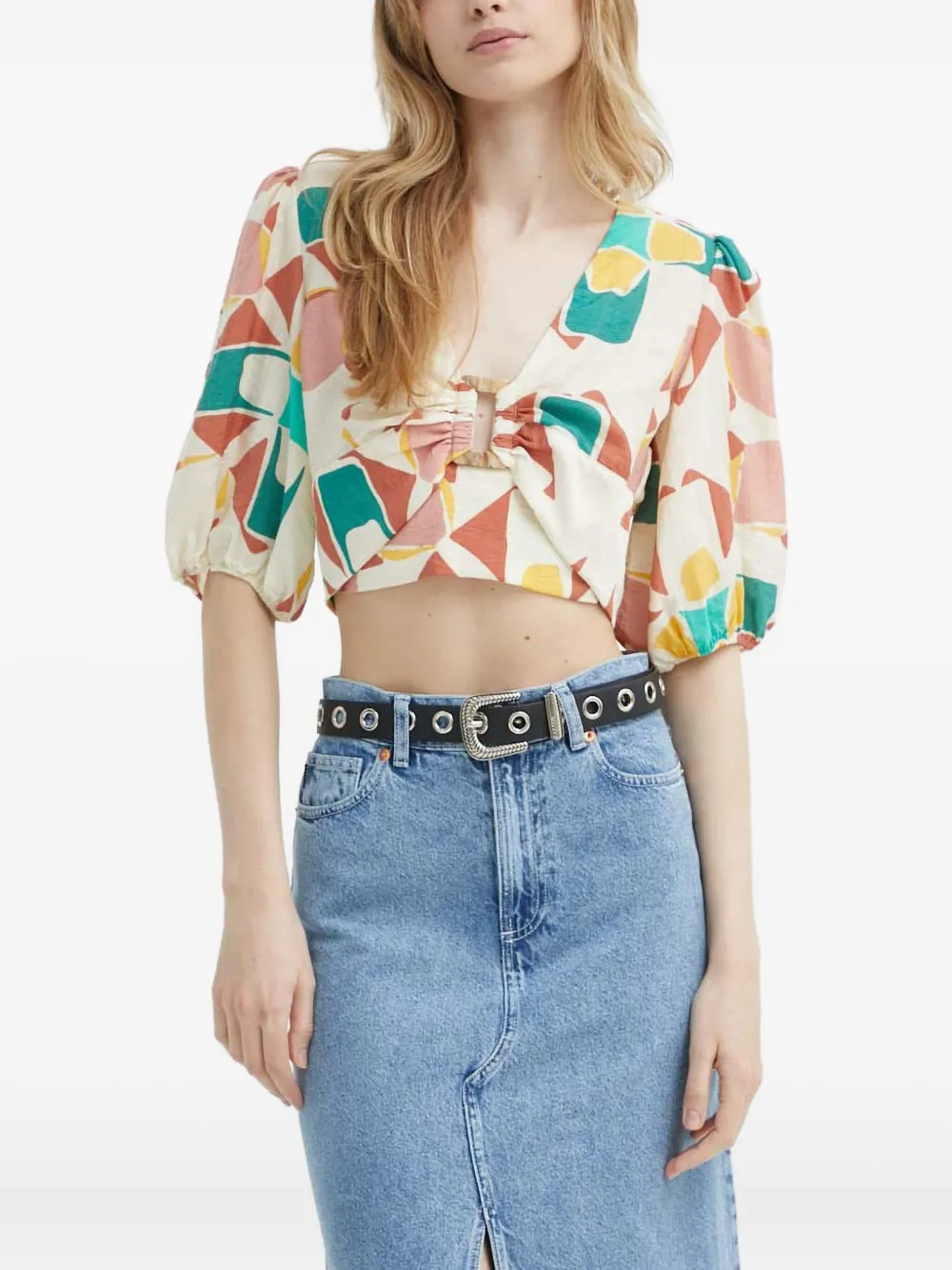 

Кроп-топ с абстрактным принтом Aymar Ba&Sh, нейтральный