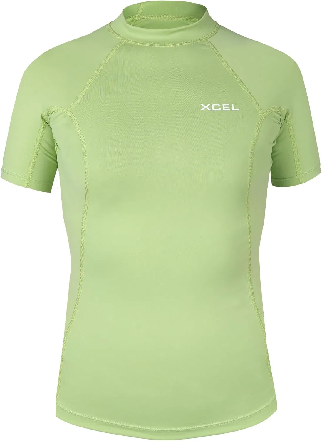 XCEL Girls Premium Stretch Short Sleeve Performance Fit Rashguard, Lemongrass