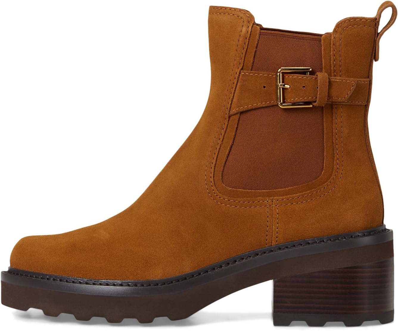 Ботинки Cole Haan Women's Shibley Waterproof Lug Buckle Booties, Tobacco Waterproof Suede — фото 4