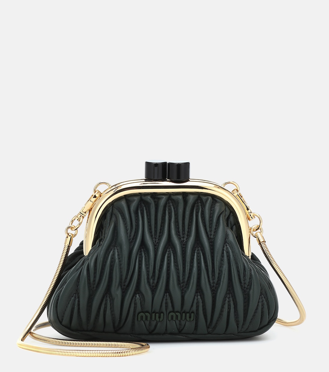 

Кожаный клатч Miu Belle Mini с эффектом матрасного стежка Miu Miu, Smeraldo