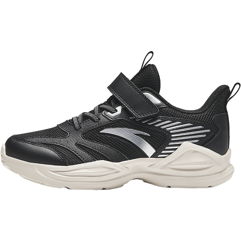 

Дышащие легкие амортизирующие низкие детские беговые кроссовки черный серебристый белый Antakids