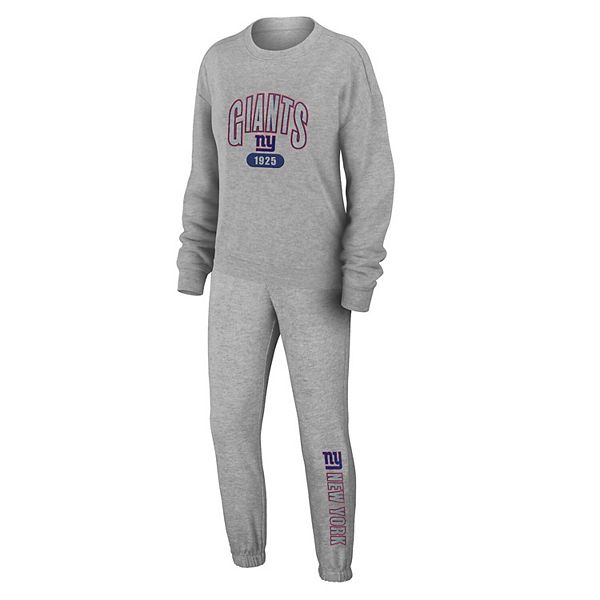 

Женский лонгслив и брюки трикотажный сет heather gray new york giants plus size Wear By Erin Andrews