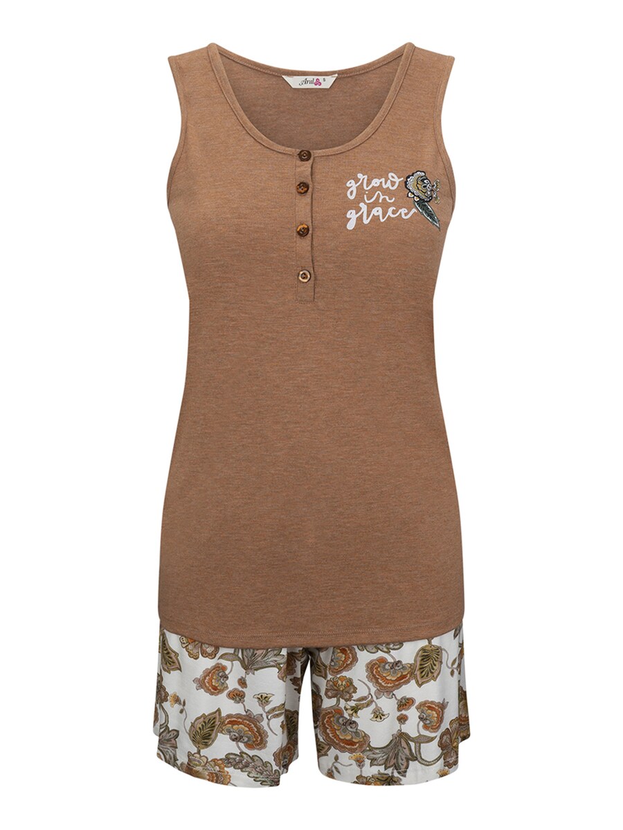 

Короткий пижамный комплект Goldenbay Irises, коричневый/белый