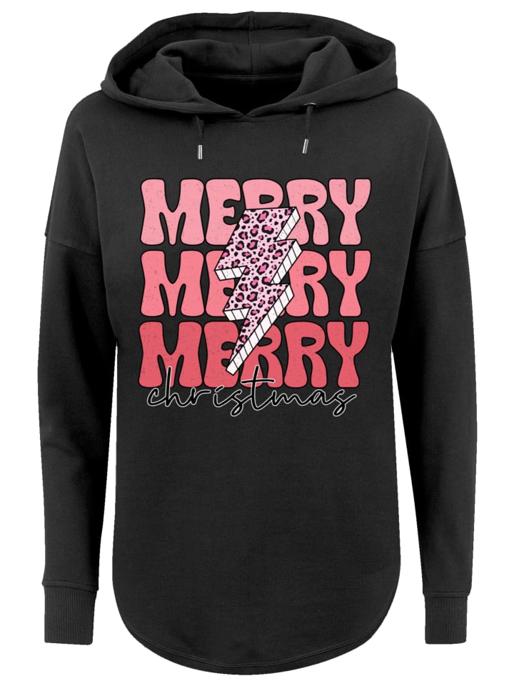 

Пуловер F4NT4STIC Oversized Hoodie Merry Weihnachten Print Leo Print, черный