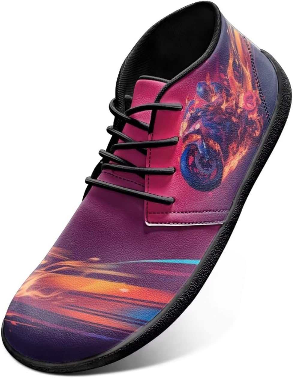 

Кроссовки-слипоны для мужчин и женщин с широкой минималистичной подошвой, нулевая подошва, легкие модные кроссовки для ходьбы Chririnla, Motorcycle Rider Roses